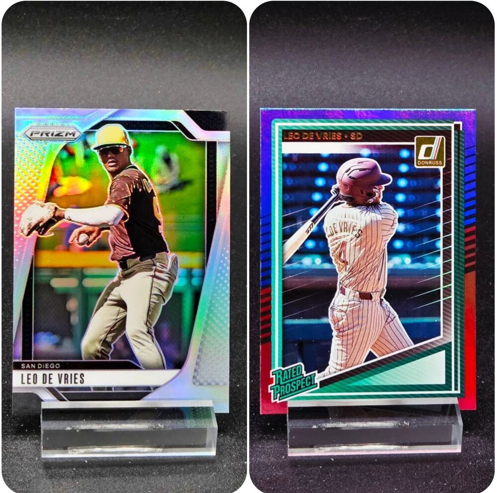 Leo De Vries Silver Holo Prizm Red and Blue Foil RC Athletics Top Prospect